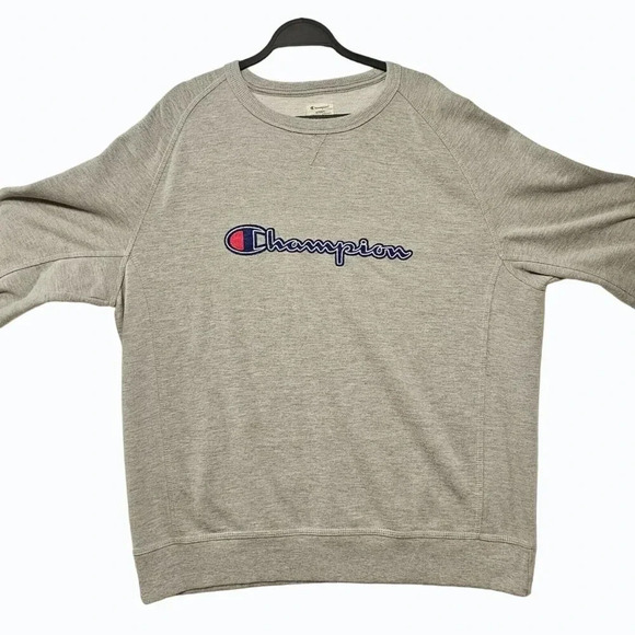 Vtg Champion Authentic Athletic Apparel Gray Embroidered Front Logo Sweatshirt - Picture 1 of 9